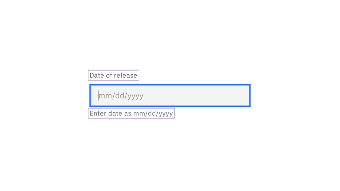 Date of release label and date input helper text are shown as being accessibly provided